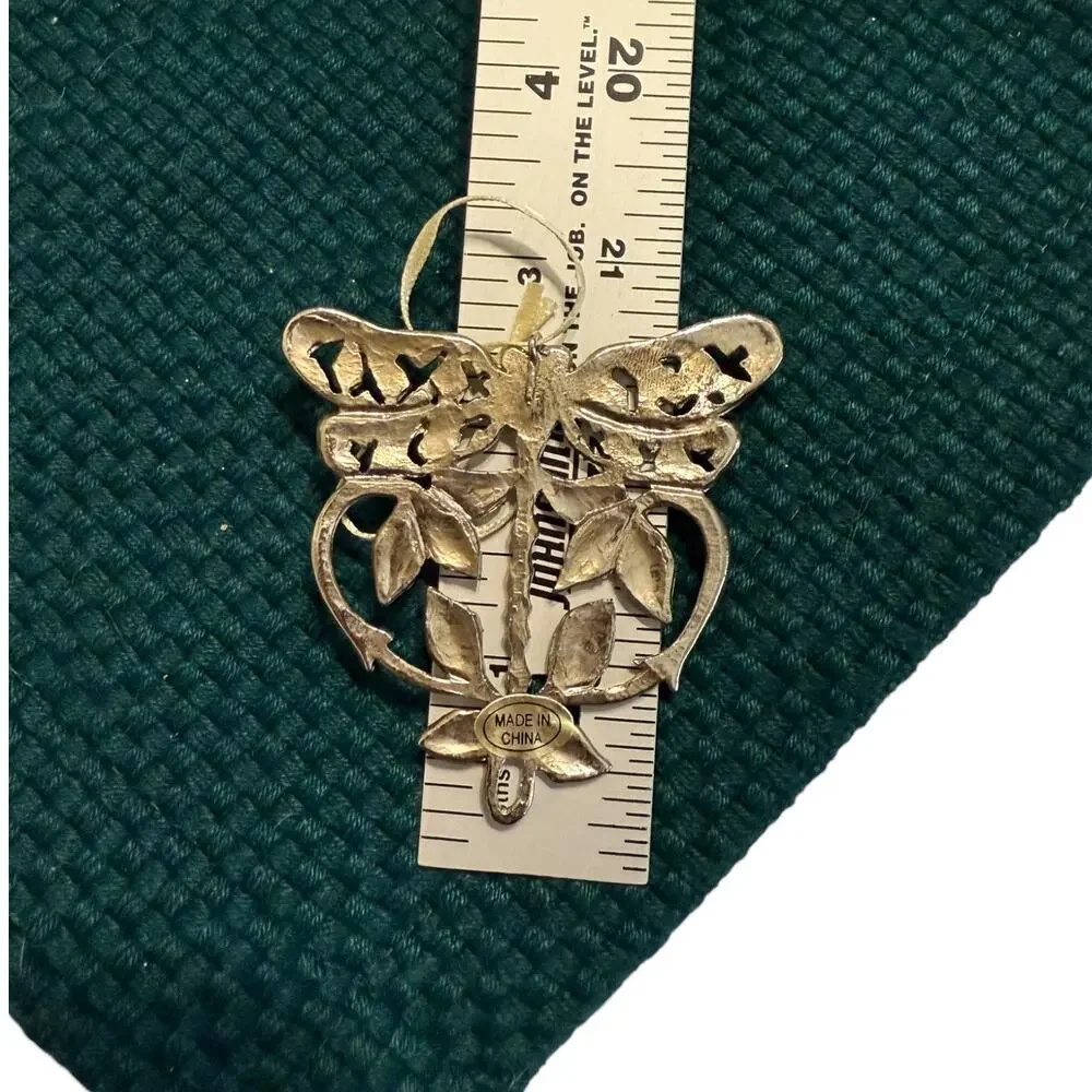 Vintage Gold Tone Dragonfly Christmas Ornaments -‎ Set of 5